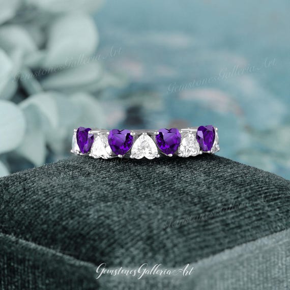 Antique Amethyst Half Eternity Ring Amethyst Diamond Half Eternity
