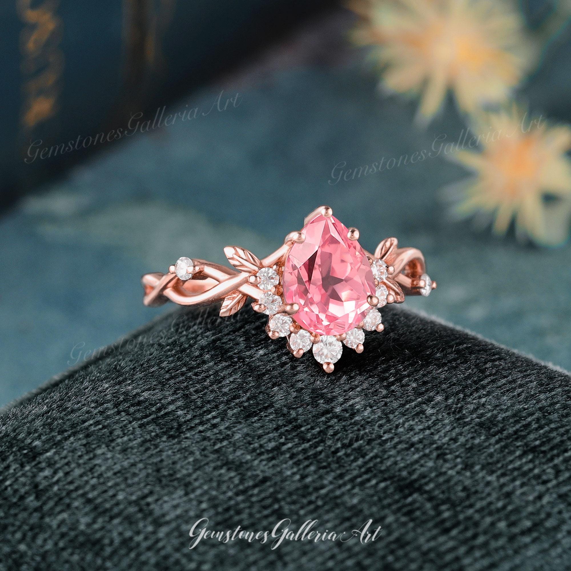Nature Inspired Pink Sapphire Floral Engagement Ring Rose Gold