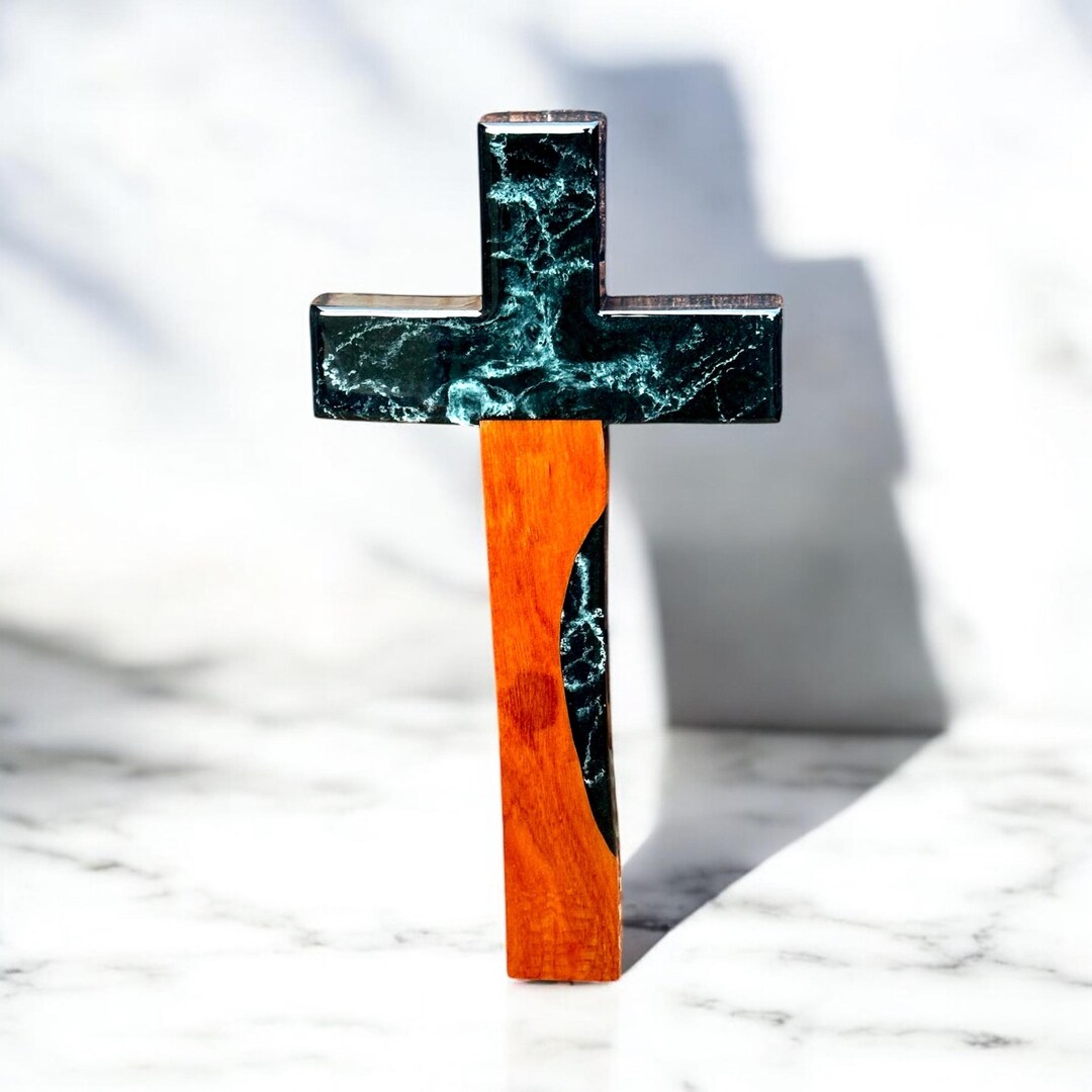 Black and White Marble Epoxy Resin Cherry Wood Handmade Handcrafted ...