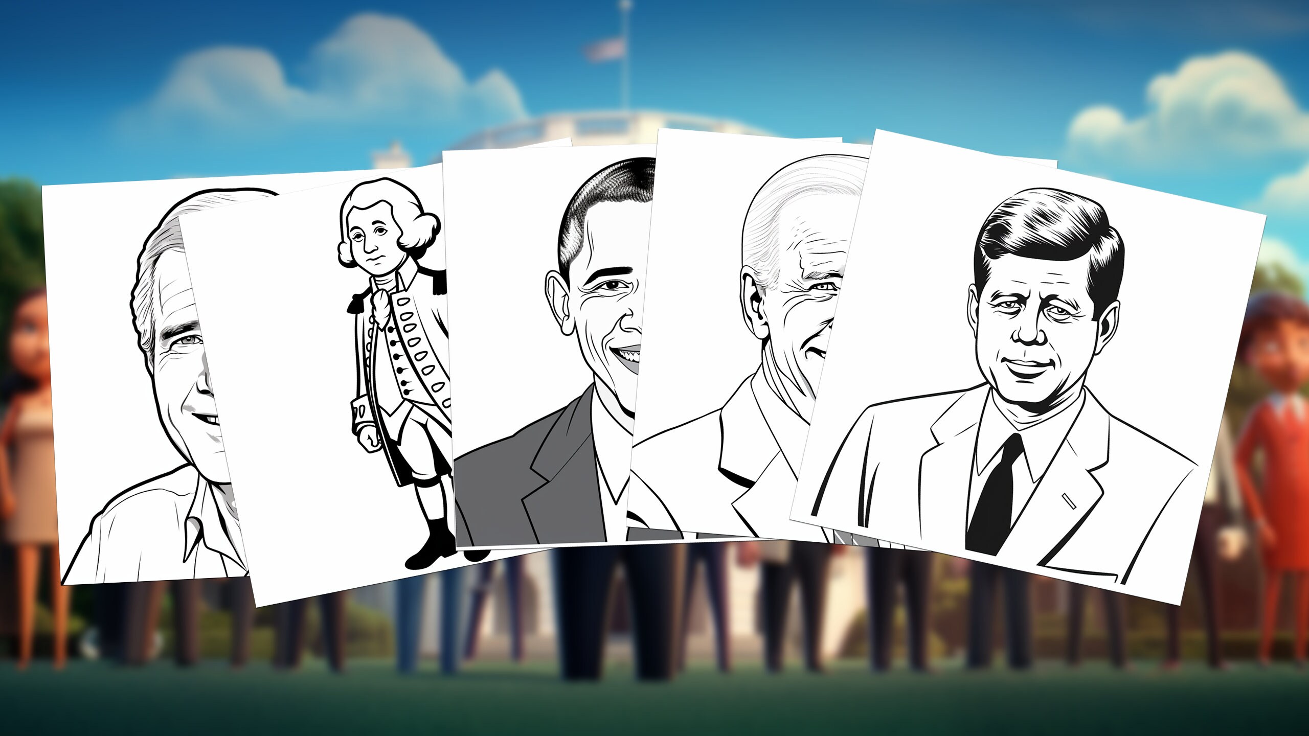 Presidential Coloring Pages learn the Presidents Etsy