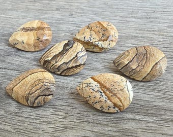 AAA+ Picture Jasper Gemstone: Teardrop Faceted Pear Cut Calibrated Gemstone