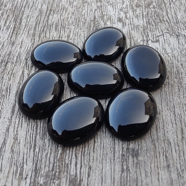 Natural Black Onyx Oval Shape Cabochon Flat Back Calibrated Wholesale Top Quality Gemstones, All Sizes Available