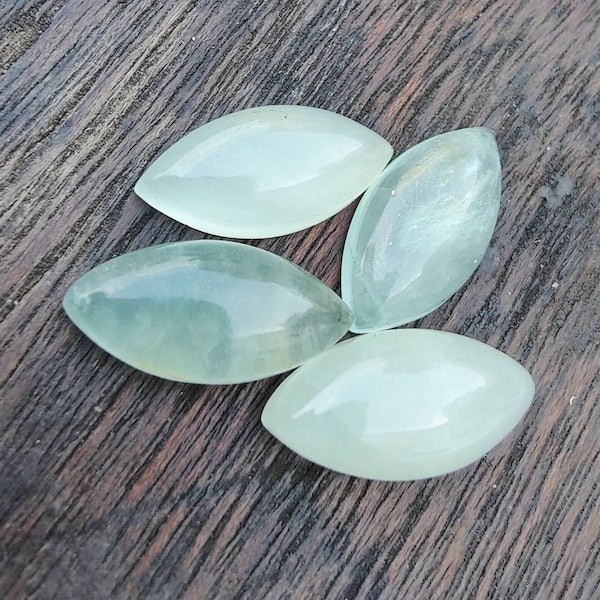 AAA+ Quality Natural Aquamarine Marquise Shape Cabochon Flat Back Calibrated Gemstones, All Sizes Available