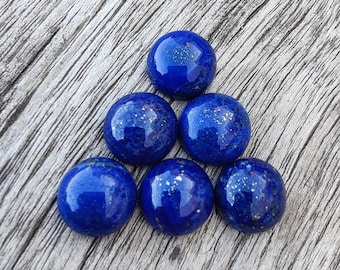 AAA+ Quality Natural Lapis Lazuli Round Shape Cabochon Flat Back Calibrated Wholesale Gemstones, All Sizes Available