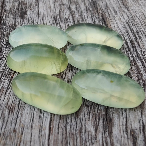 Natural Prehnite Beda Shape Cabochon Flat Back Calibrated Big Oval Shape AAA+ Quality Wholesale Gemstones, All Sizes Available
