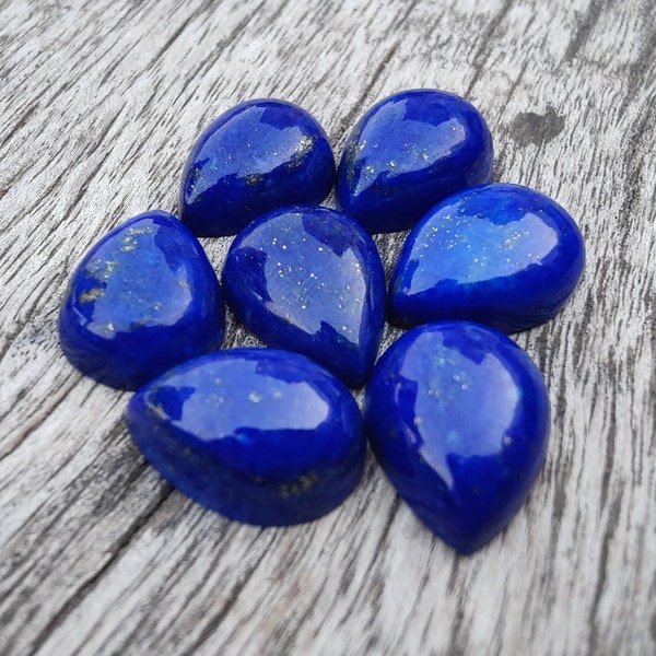 Lapis-lazuli naturel de qualité AAA + Cabochon en forme de larme à dos plat en forme de poire calibrée en gros, toutes les tailles disponibles