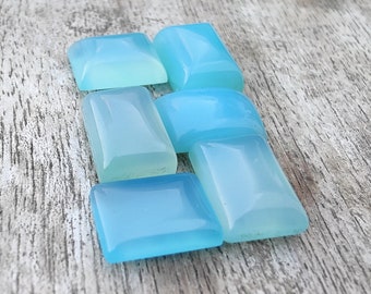 AAA+ Blue Chalcedony Cabochon: Rectangle Gemstone, All Sizes