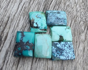 Natural Tibetan Turquoise Rectangle Shape Cabochon Flat Back Calibrated AAA+ Quality Wholesale Gemstones, All Sizes Available