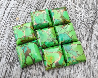 Green Copper Turquoise Cabochon: Square Gemstone, AAA+ Quality