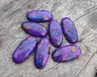 Natural Purple Bronze Turquoise Big Oval Shape Cabochon Flat Back Calibrated Top Quality Wholesale Beda Shape Gemstones, All Sizes Available