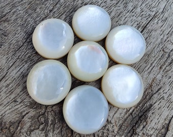 AAA+ Mother of Pearl Cabochon: Round Flat Back Gemstone