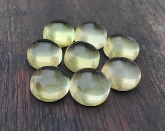 AAA+ Lemon Quartz Cabochon: Round Flat Back Gemstone