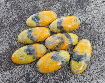 AAA+ Quality Natural Bumble Bee Jasper Big Oval Shape Cabochon Flat Back Calibrated Beda Shape Gemstones, All Sizes Available