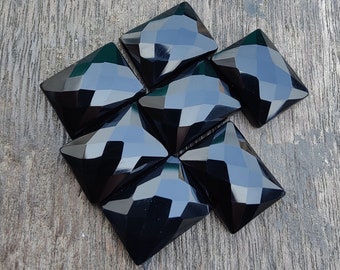 Natural Black Onyx Rectangle Shape Checker Cut Flat Back Calibrated Wholesale AAA+ Quality Gemstones, All Sizes Available