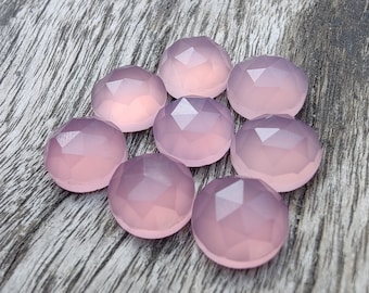 Natural Lavender Chalcedony Round Shape Rose Cut Flat Back Calibrated Wholesale AAA+ Quality Gemstones, All Sizes Available