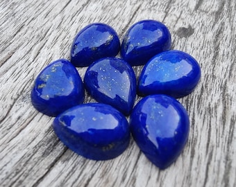 AAA+ Quality Natural Lapis Lazuli Tear Drop Shape Cabochon Flat Back Calibrated Pear Shape Wholesale Gemstones, All Sizes Available