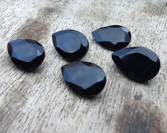 AAA+ Quality Natural Black Onyx Tear Drop Shape Faceted Cut Calibrated Pear Shape Wholesale Gemstones, All Sizes Available