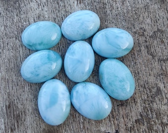 AAA+ Quality Natural Larimar Oval Shape Cabochon Flat Back Calibrated Wholesale Gemstones, All Sizes Available