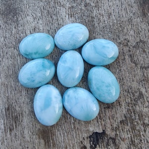 Cabochon ovale en larimar naturel de qualité AAA à dos plat, calibrées en gros, toutes tailles disponibles image 1