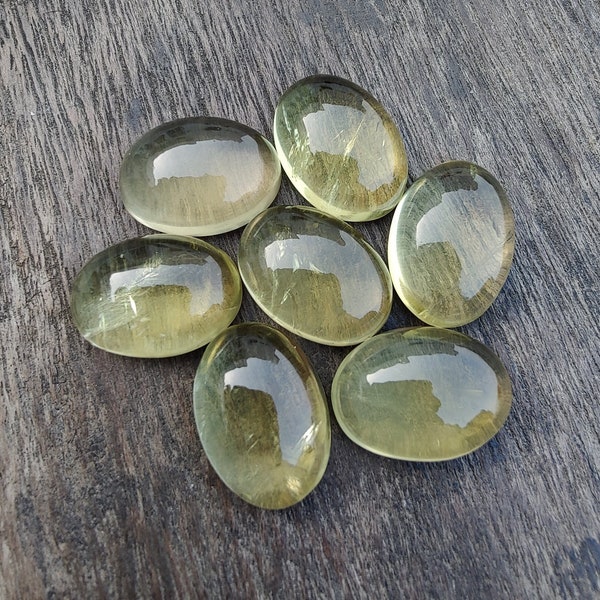 AAA+ Quality Natural Lemon Quartz Oval Shape Cabochon Flat Back Calibrated Wholesale Gemstones, All Sizes Available