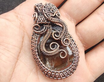 Rough Smoky Pendant Copper Wire Wrapped Pendant Copper Jewelry Handmade Pendant Gift For Her Smoky Quartz Jewelry Handmade Quartz Jewelry