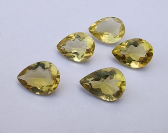 AAA+ Lemon Quartz Gemstone: Faceted Teardrop Pear Shape