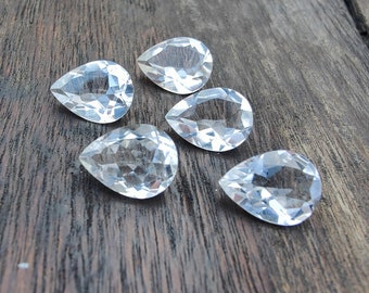 AAA+ Crystal Quartz Pear Shape: Faceted Cut Gemstone