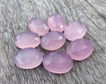 Natural Lavender Chalcedony Oval Shape Rose Cut Flat Back Calibrated Wholesale AAA+ Quality Gemstones, All Sizes Available