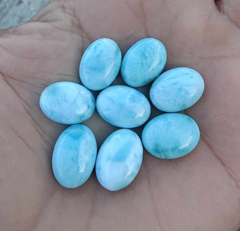 Cabochon ovale en larimar naturel de qualité AAA à dos plat, calibrées en gros, toutes tailles disponibles image 10