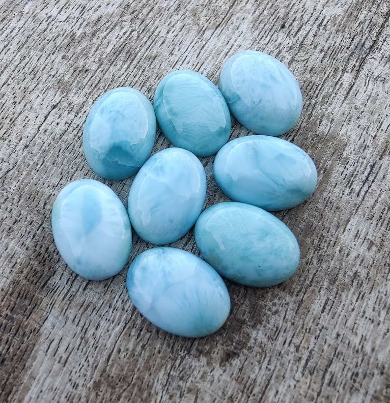 Cabochon ovale en larimar naturel de qualité AAA à dos plat, calibrées en gros, toutes tailles disponibles image 8