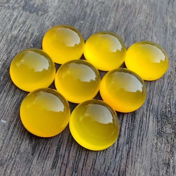 AAA+ Quality Natural Mango Chalcedony Round Shape Cabochon Flat Back Calibrated Wholesale Gemstones, All Sizes Available