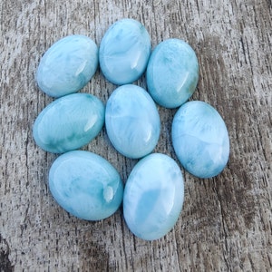 Cabochon ovale en larimar naturel de qualité AAA à dos plat, calibrées en gros, toutes tailles disponibles image 9