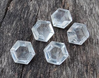 AAA+ Crystal Quartz Gemstone: Faceted Hexagon Cut