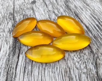 AAA+ Natural Mango Chalcedony Cabochon: Marquise Yellow Calibrated Gemstones