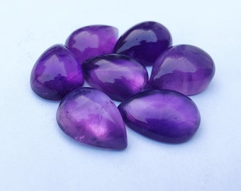 AAA+ Quality Natural Amethyst Teardrop Shape Cabochon Flat Back Calibrated Pear Shape Wholesale Gemstones, All Sizes Available