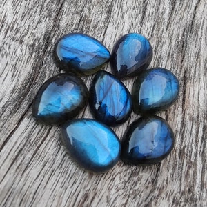 Natural Labradorite Pear Shape Cabochon Flat Back Calibrated Teardrop Shape AAA Quality Wholesale Gemstones, All Sizes Available image 2