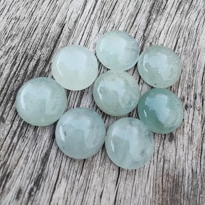 AAA Quality Natural Aquamarine Round Shape Cabochon Flat Back Calibrated Wholesale Gemstones, All Sizes Available image 6