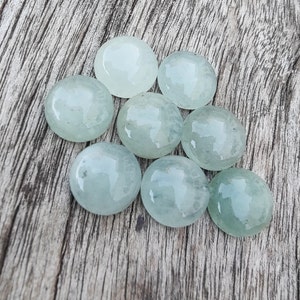 AAA Quality Natural Aquamarine Round Shape Cabochon Flat Back Calibrated Wholesale Gemstones, All Sizes Available image 8