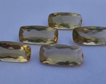 AAA+ Lemon Quartz Gemstone: Big Cushion Faceted Cut