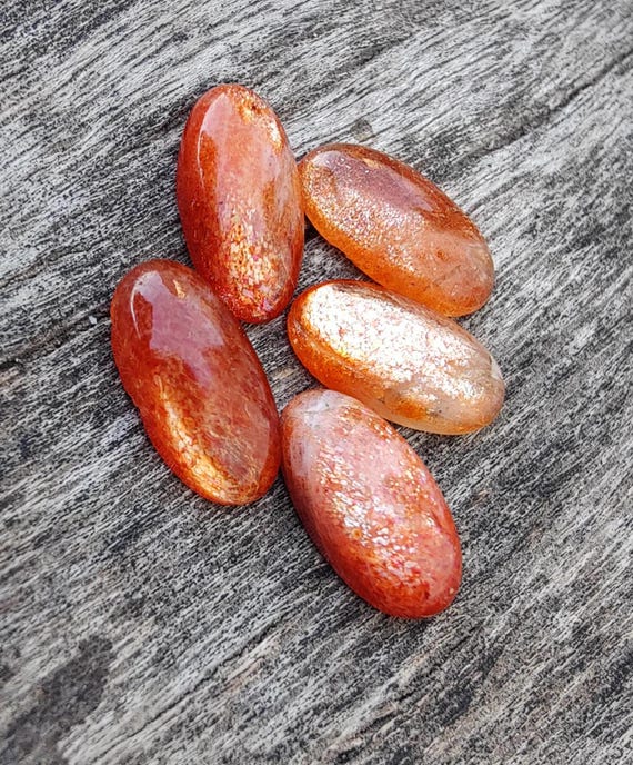 AAA+ Quality Natural Sunstone Cabochon: Big Oval Shape Calibrated Gemstone, Flat Back