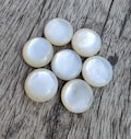 AAA+ Quality Natural Mother of Pearl Cabochon: Round Shape Flat Back Calibrated Gemstones product logo