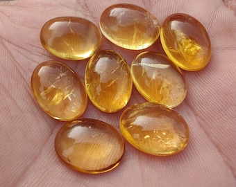 AAA+ Quality Natural Citrine Oval Shape Cabochon: Flat Back Calibrated Gemstone.