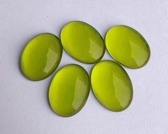 AAA+ Quality Green Quartz Cabochon: Oval Shape Flat Back Calibrated Gemstone.