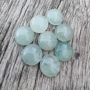 AAA Quality Natural Aquamarine Round Shape Cabochon Flat Back Calibrated Wholesale Gemstones, All Sizes Available image 2