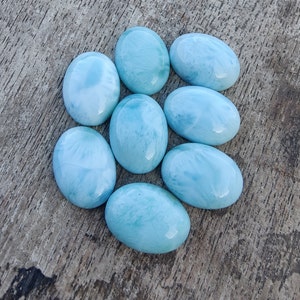 Cabochon ovale en larimar naturel de qualité AAA à dos plat, calibrées en gros, toutes tailles disponibles image 4