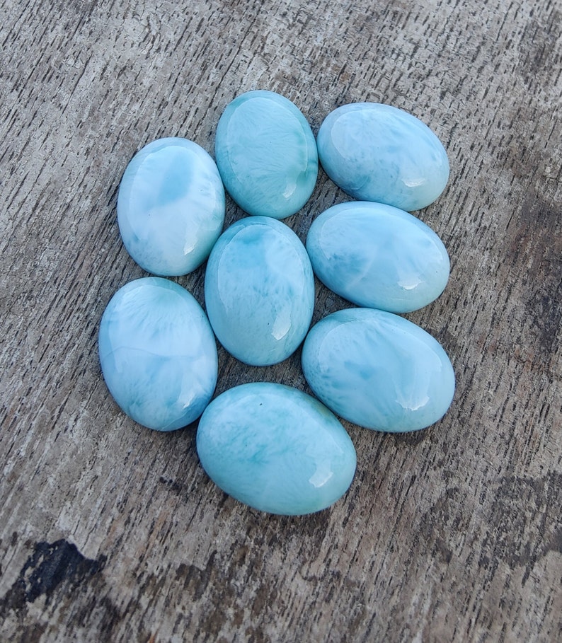 Cabochon ovale en larimar naturel de qualité AAA à dos plat, calibrées en gros, toutes tailles disponibles image 4