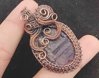 Rough Amethyst Copper Pendant Copper Wire Wrapped Pendant Gemstone Pendant Copper Jewelry Handmade Pendant Amethyst Jewelry Wholesale Prices