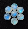 AAA+ Rainbow Moonstone Cabochon: Round Flat Back Loose Calibrated Gemstones product logo