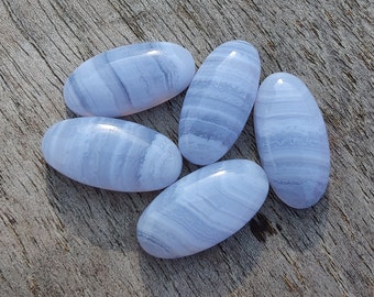 AAA+ Quality Natural Blue Lace Agate Beda Shape Cabochon Flat Back Calibrated Big Oval Shape Wholesale Gemstones, All Sizes Available