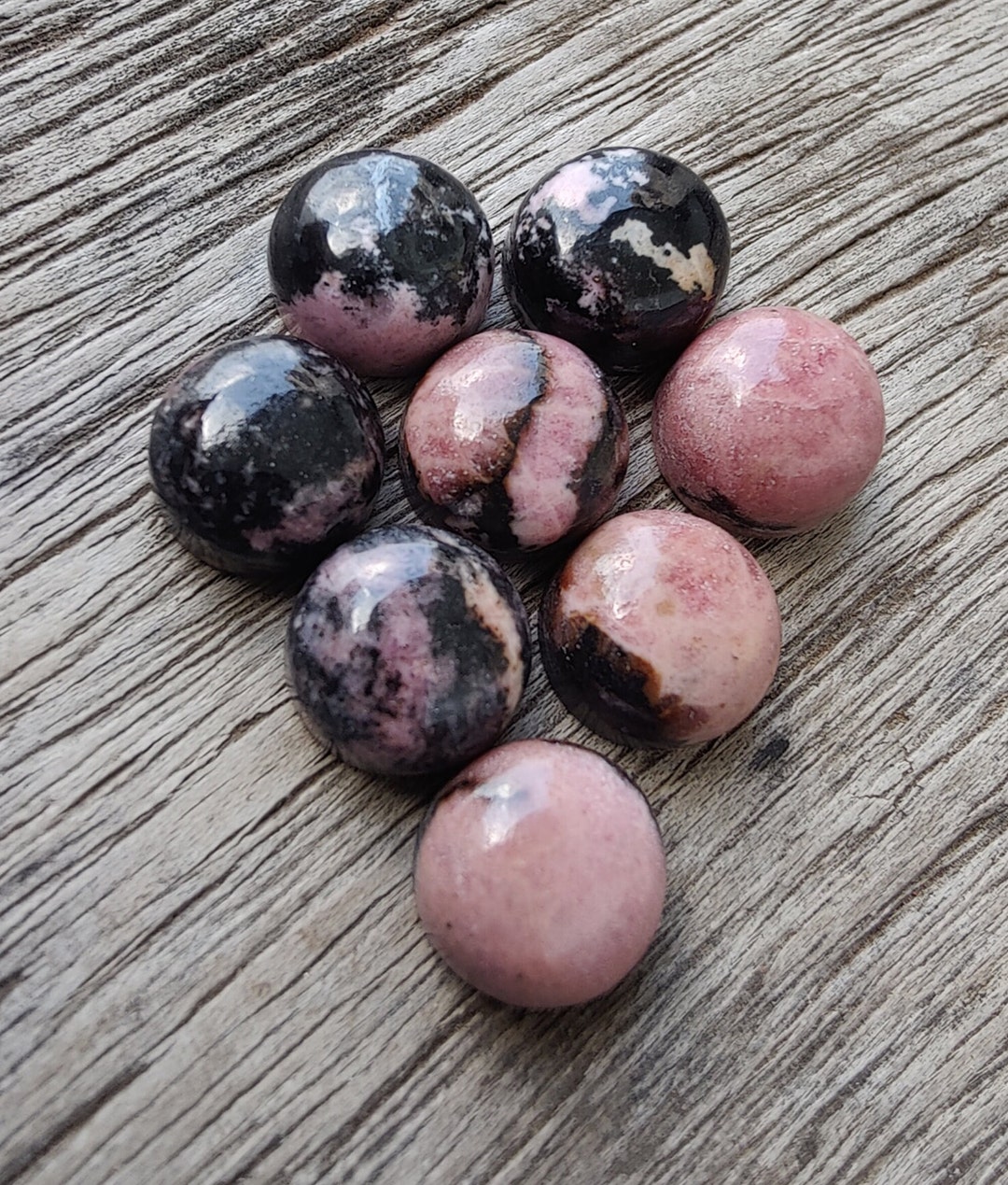 AAA Rhodonite Cabochon: Round Red-black Gemstone - Etsy